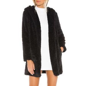 Steve Madden oversized faux fur jacket with hood